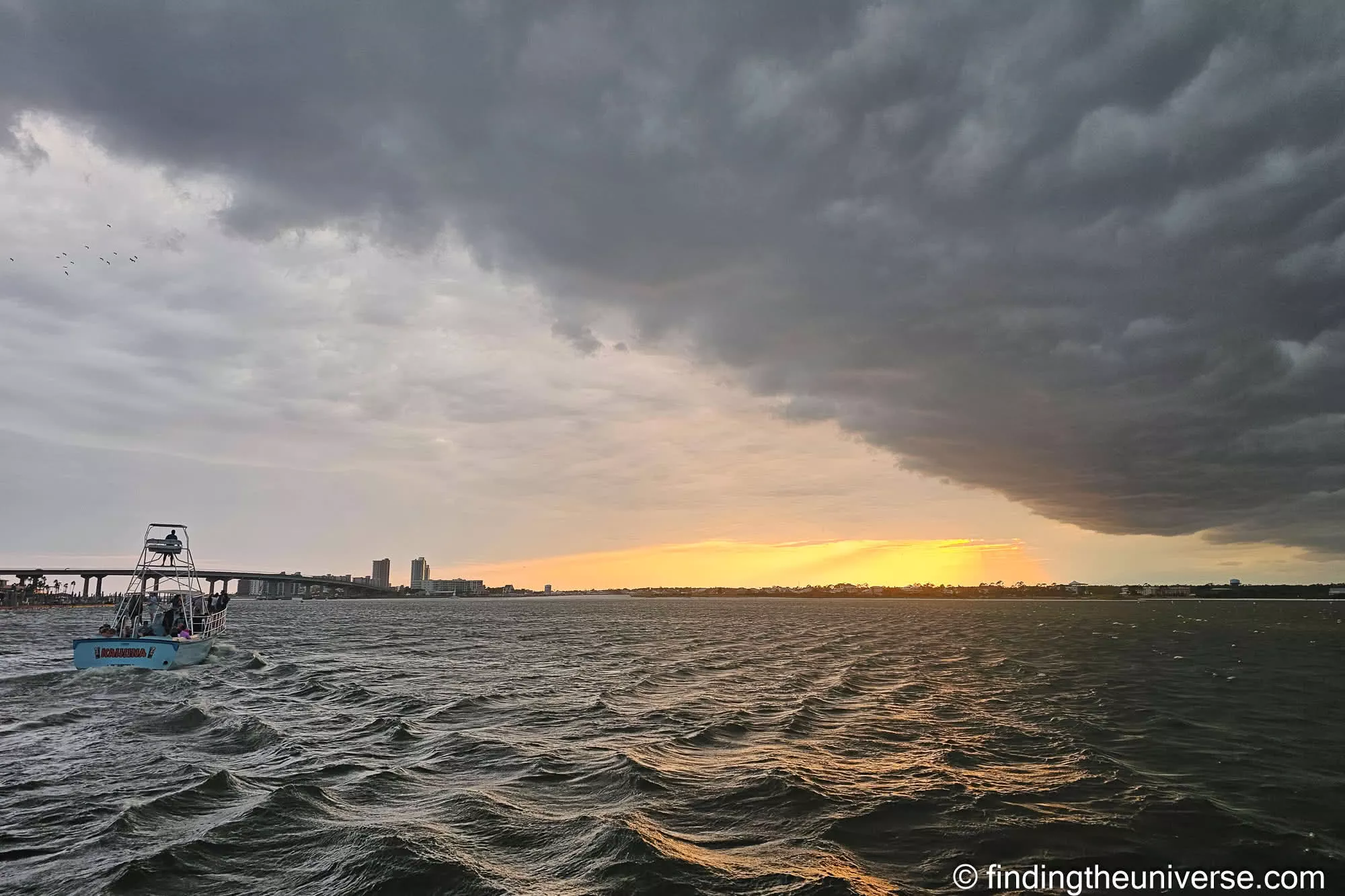 Storm cloud and sunset over the back bays