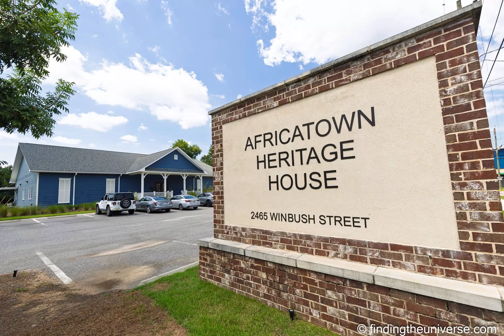 The Africatown Heritage House sign on Winbush Street