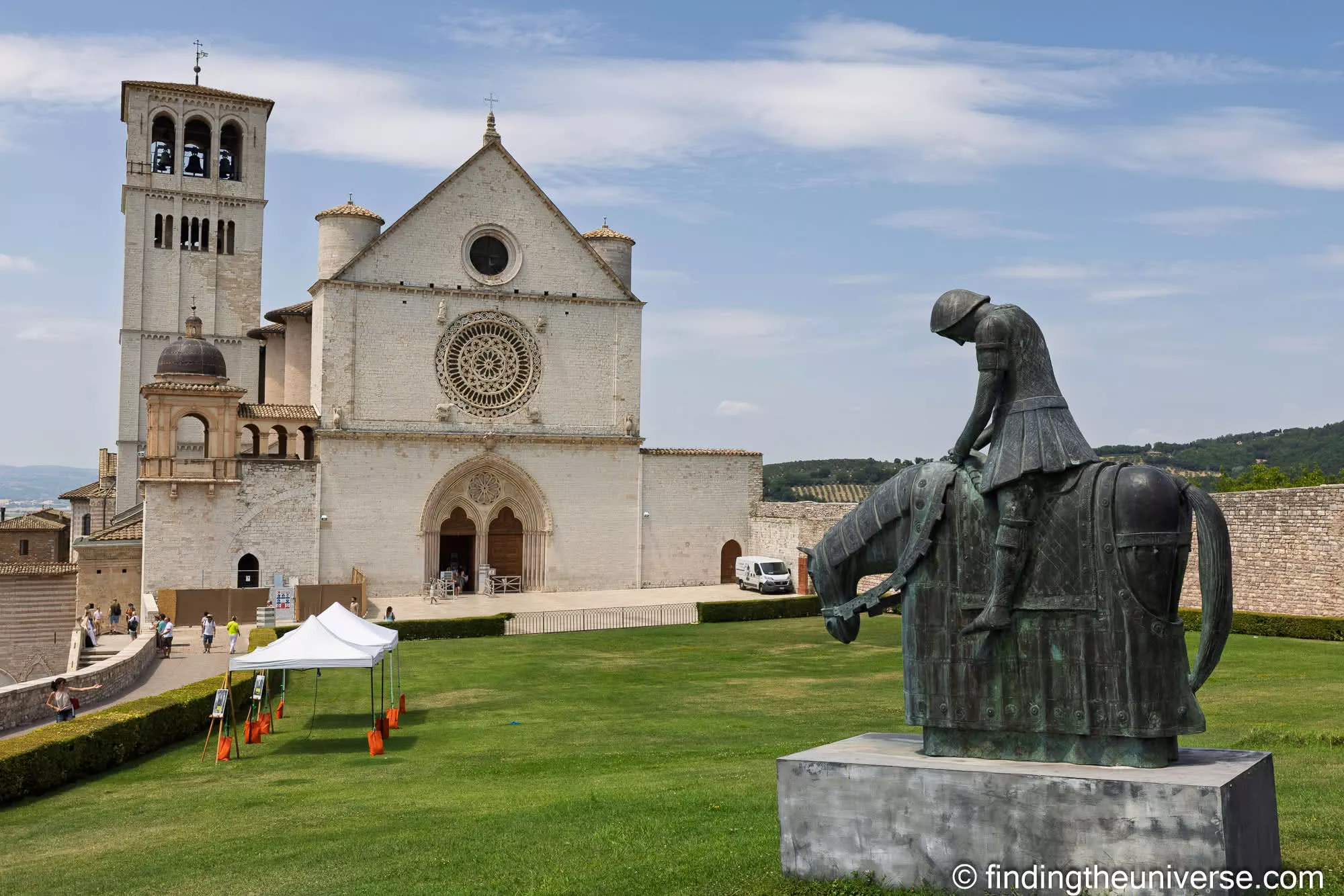 The Basilica of St Francis and its equestrian statue, Assisi