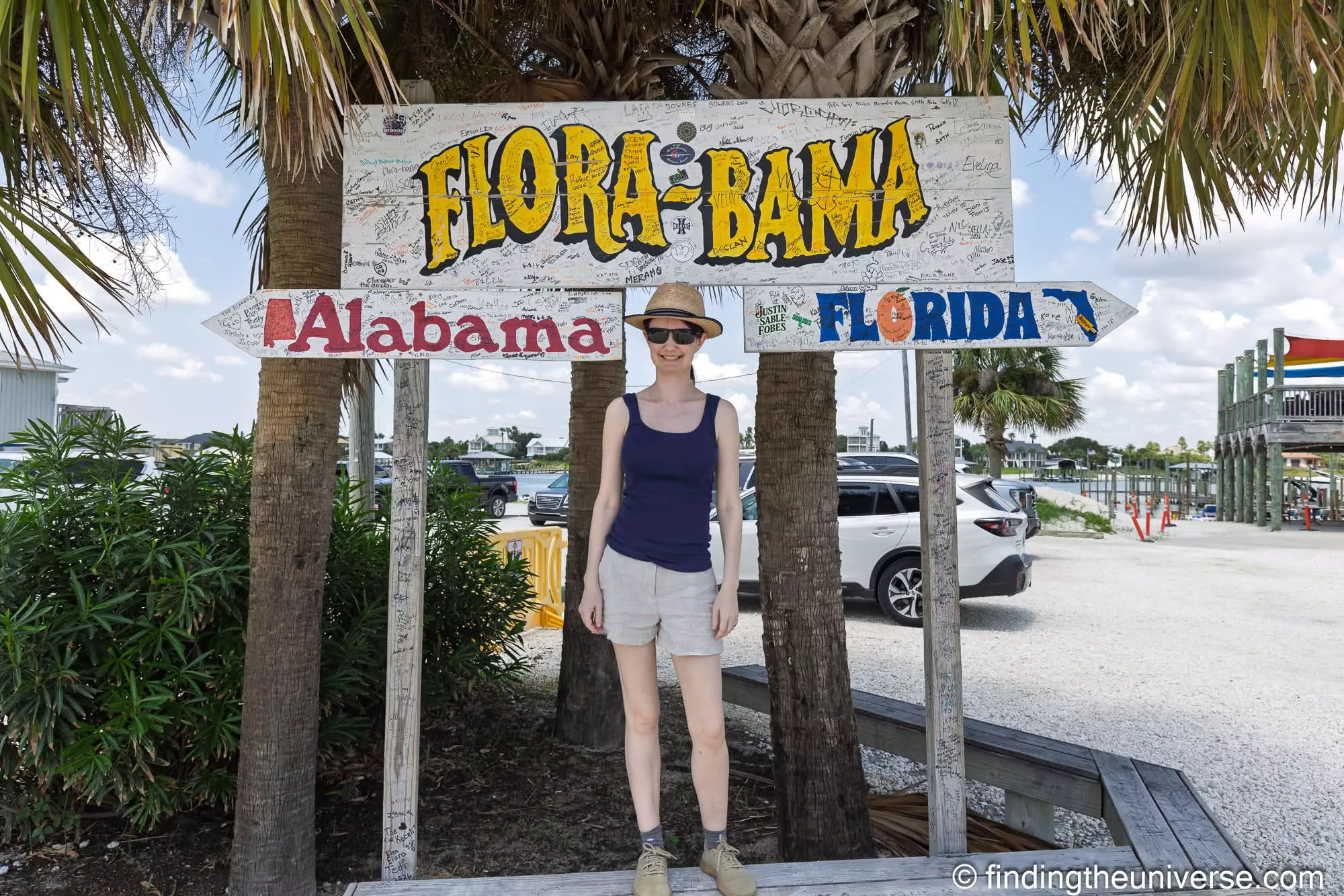 The Flora-Bama sign on the Alabama-Florida state line