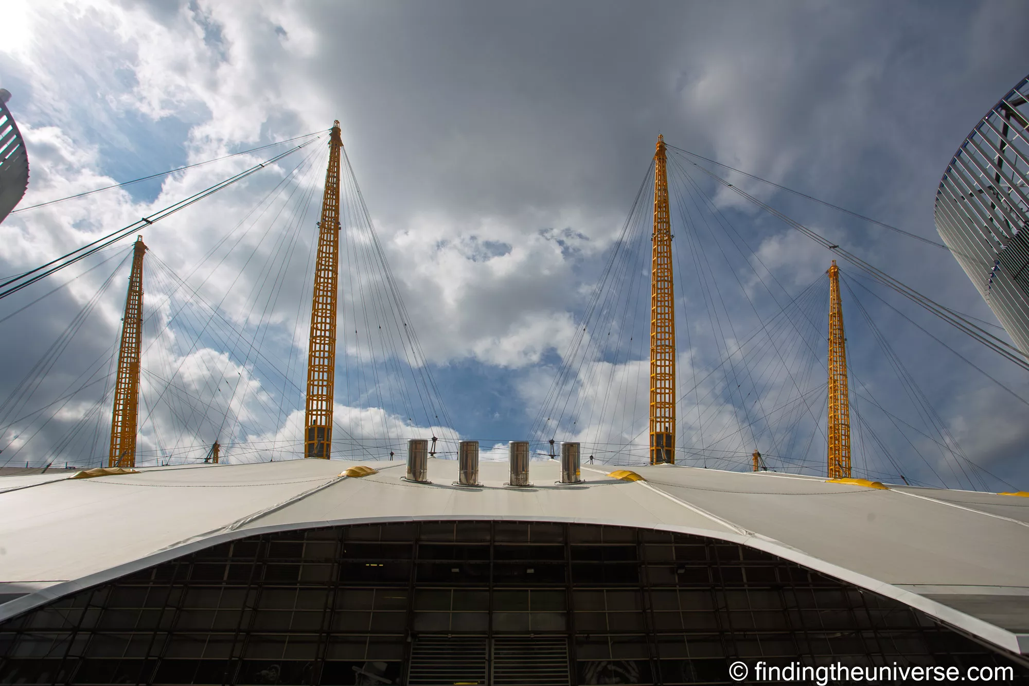 The O2 roof and masts from below
