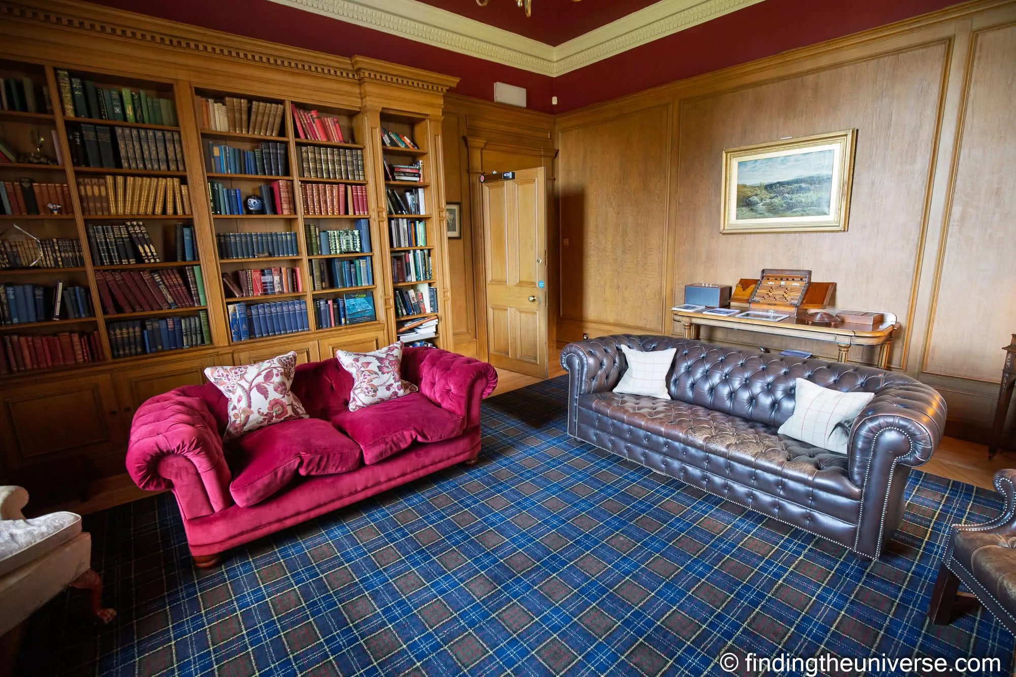 The library at Glenapp Castle Hotel