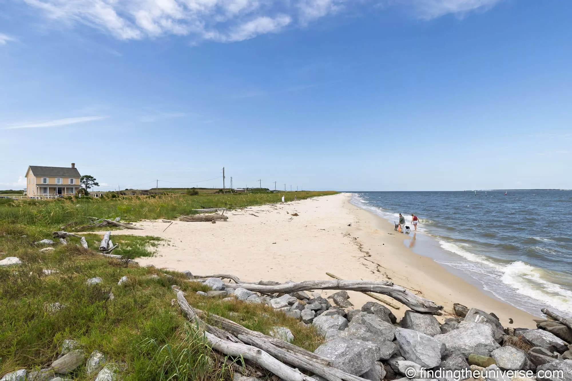The quiet bay beach at Fort Morgan