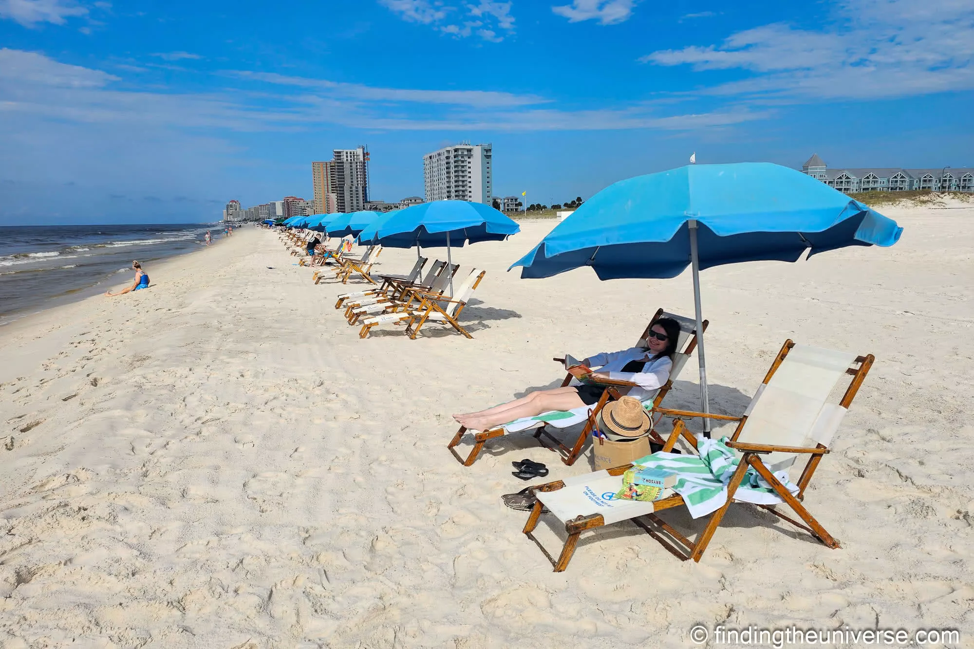 The rented umbrella row stretching down Orange Beach