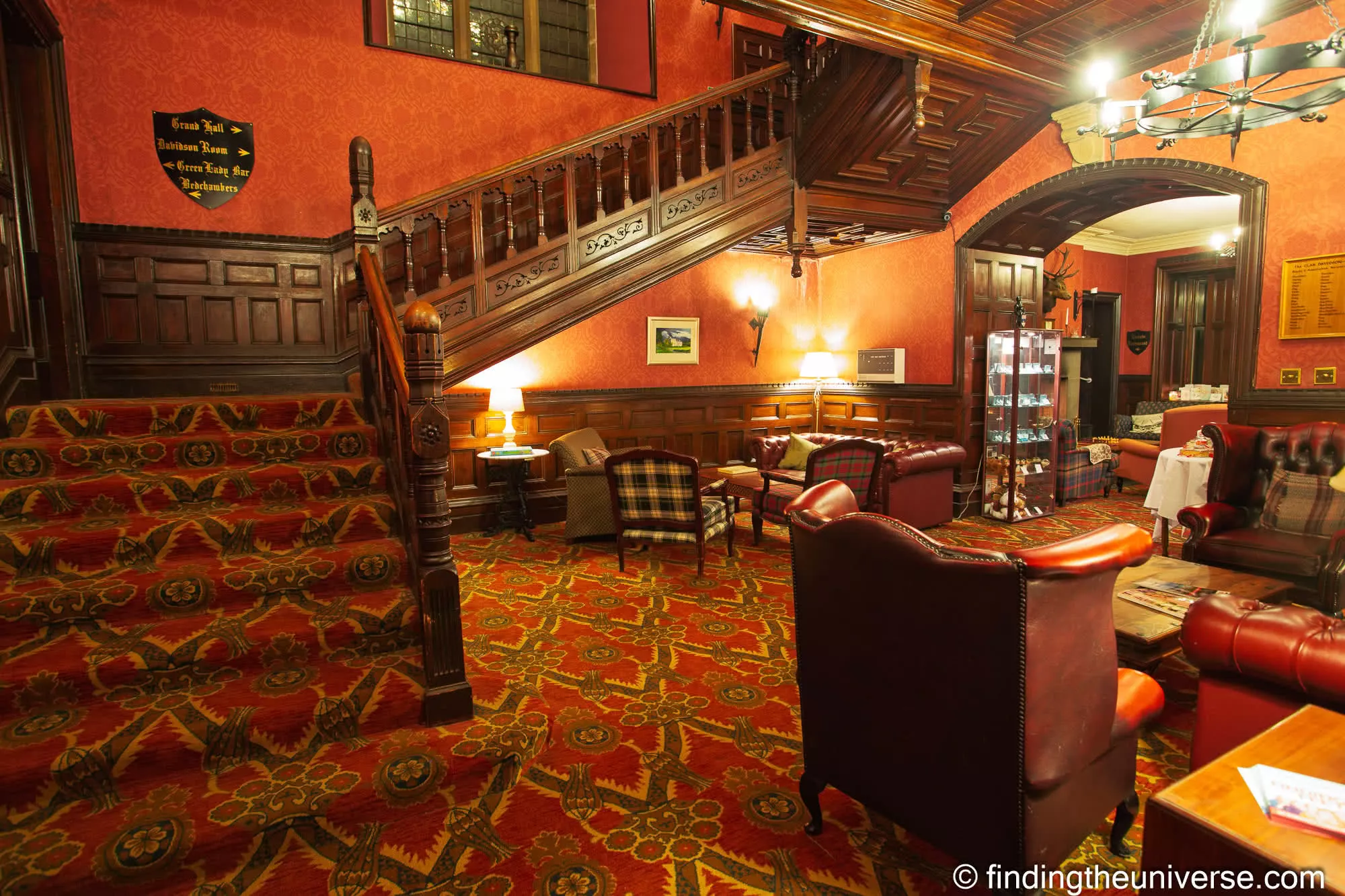 The staircase hall at Tulloch Castle Hotel