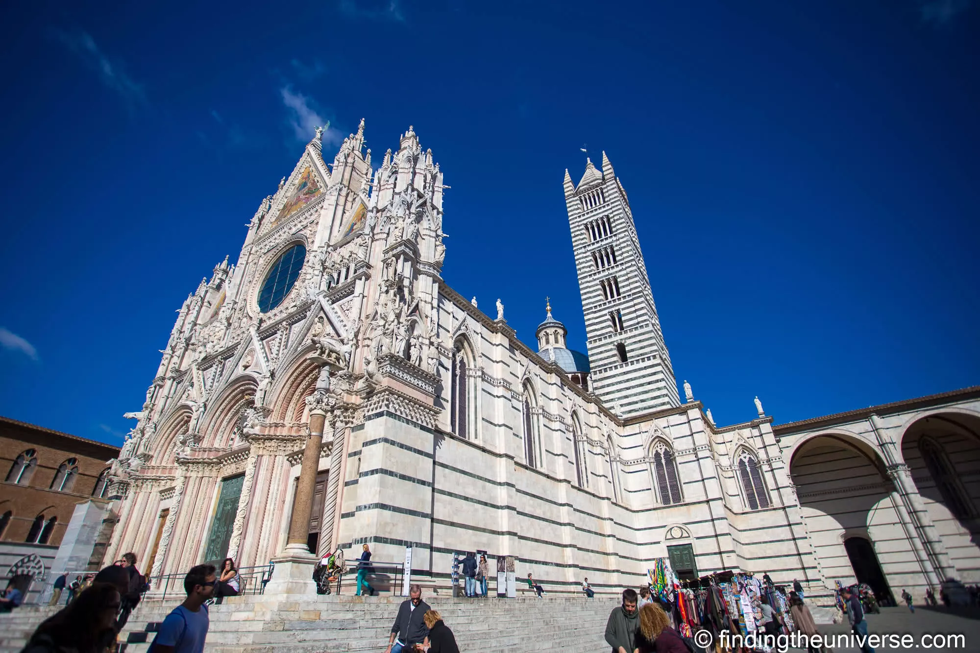 The striped marble facade of Siena Cathedral