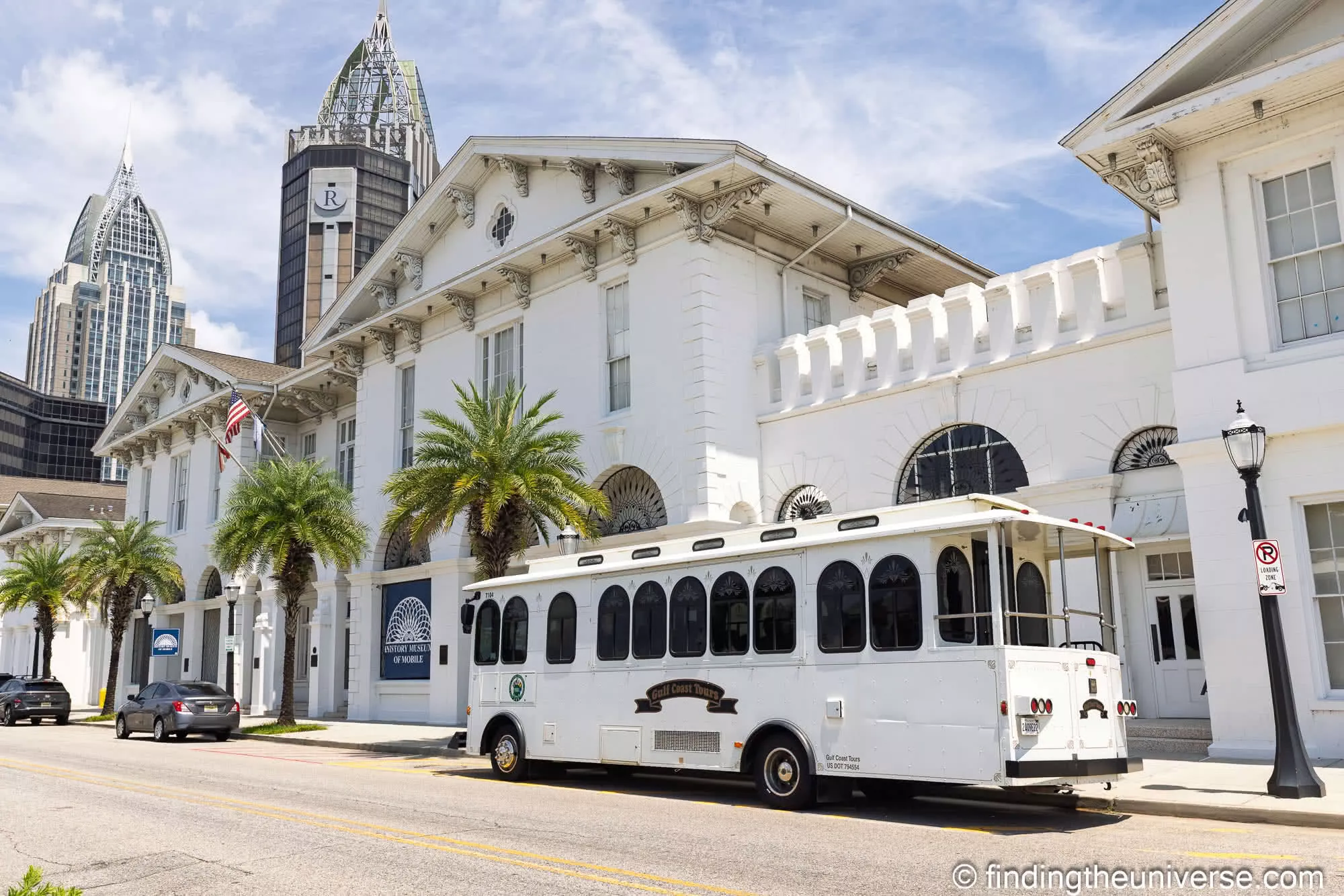 Tour trolley outside the History Museum of Mobile