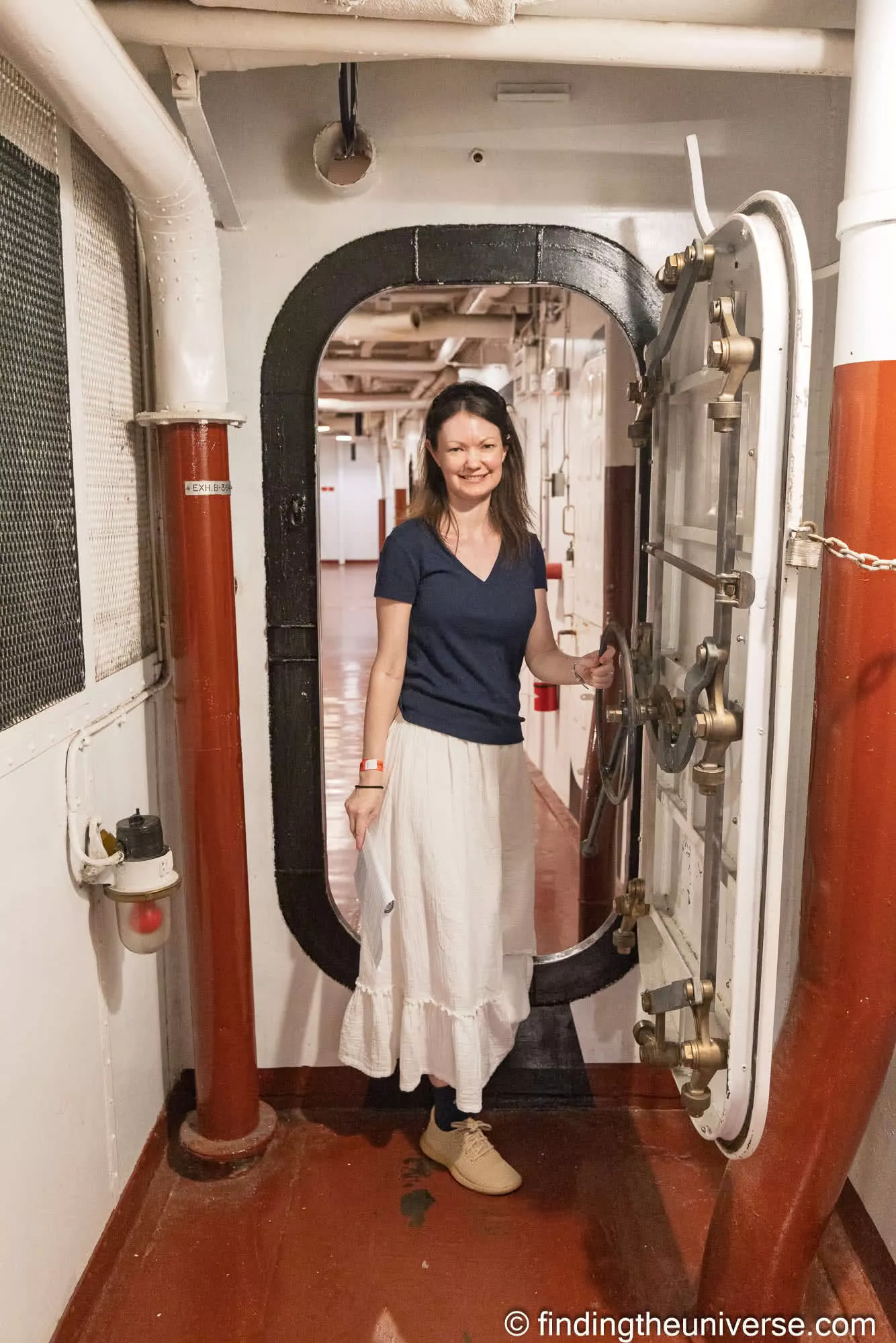 Watertight hatchway on one of the USS Alabama's lower decks