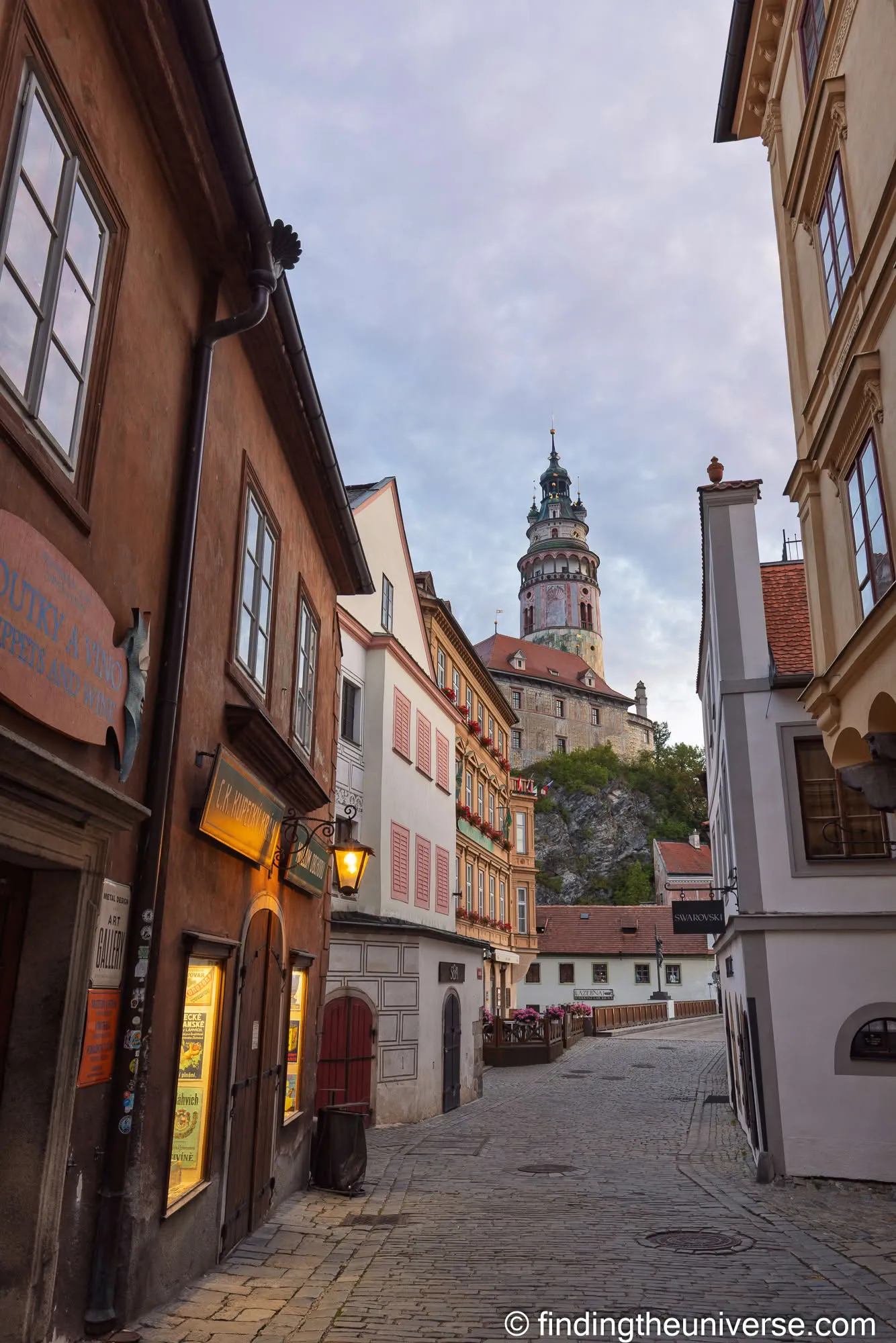 Early-morning lane with the castle tower, Český Krumlov