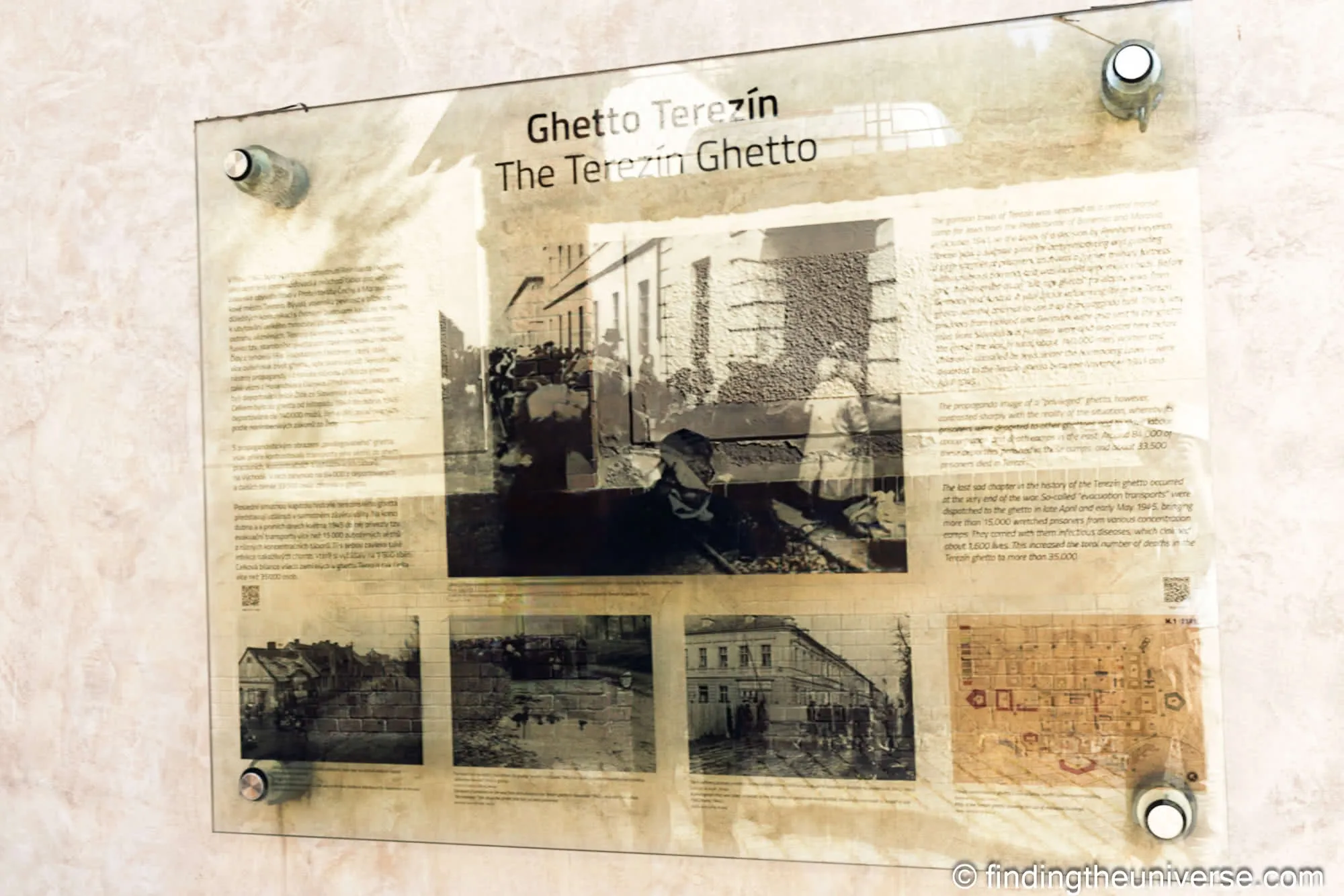 Information panel on the Terezín ghetto, Pinkas Synagogue, Prague