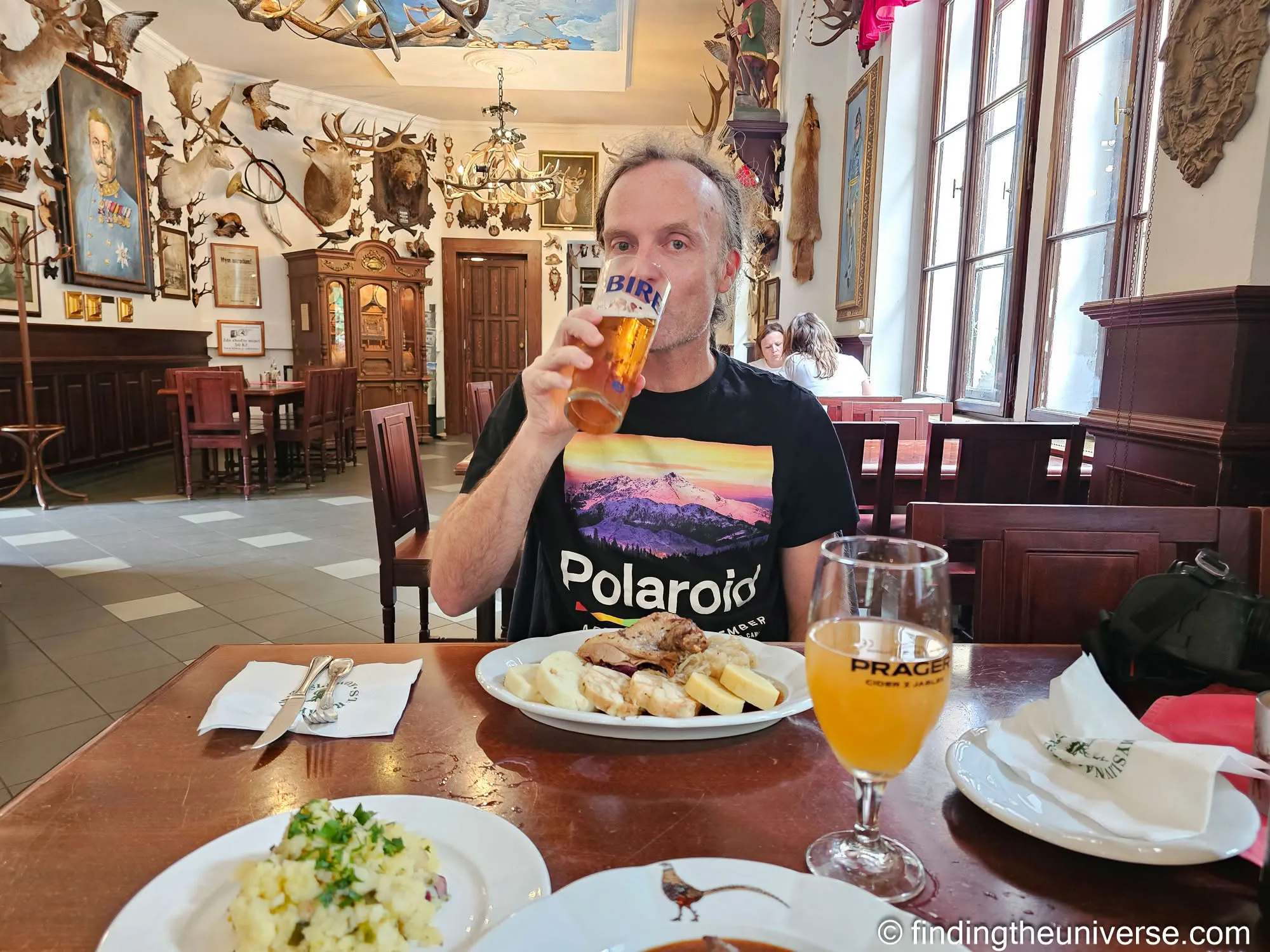 Laurence with a Birell at lunch near Konopiště