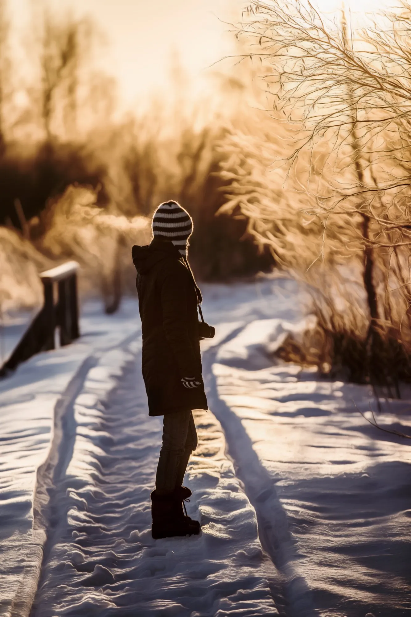 Breath freezing in the morning sun in Finnish Lapland