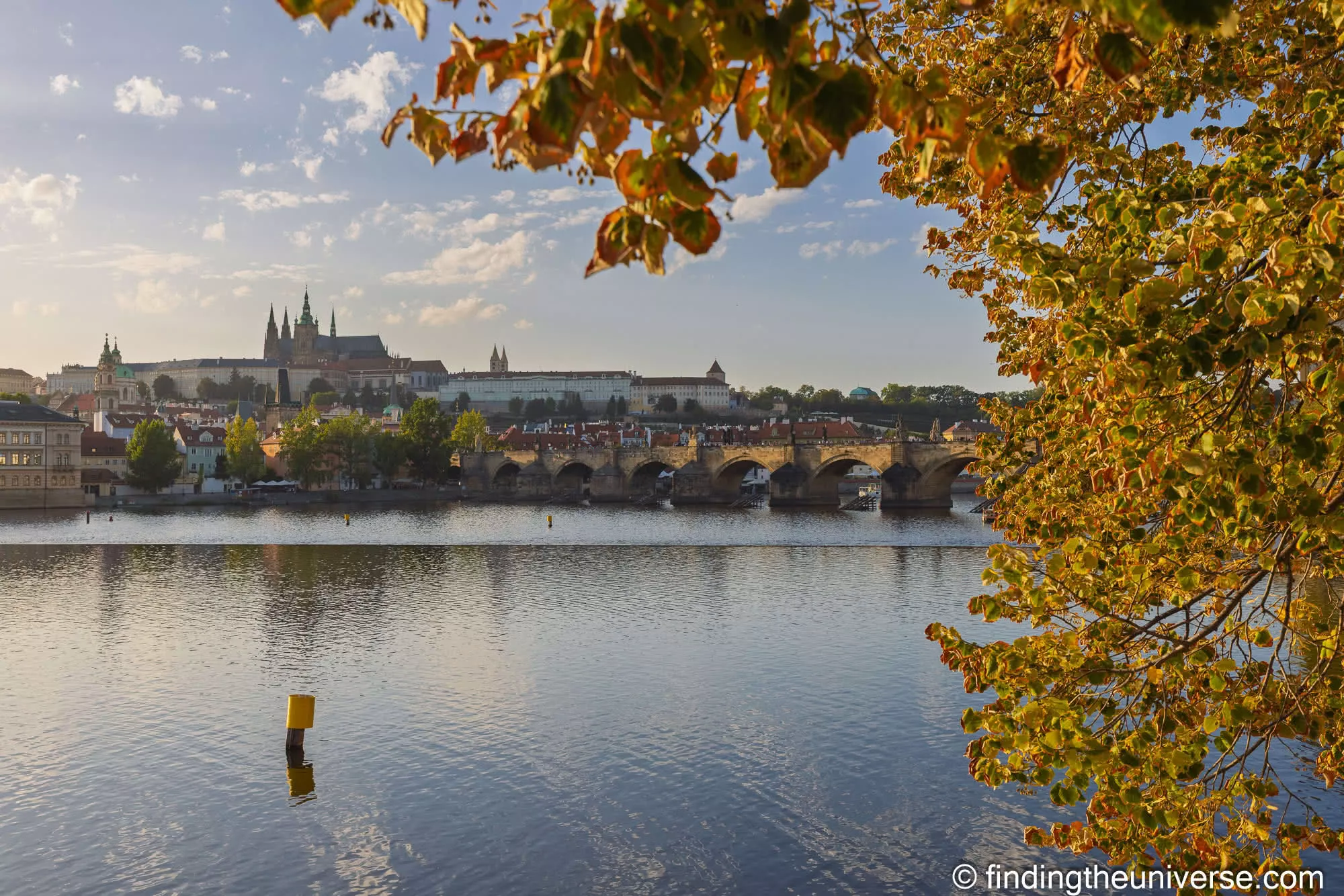 Prague Castle and Charles Bridge across the Vltava from the Old Town
