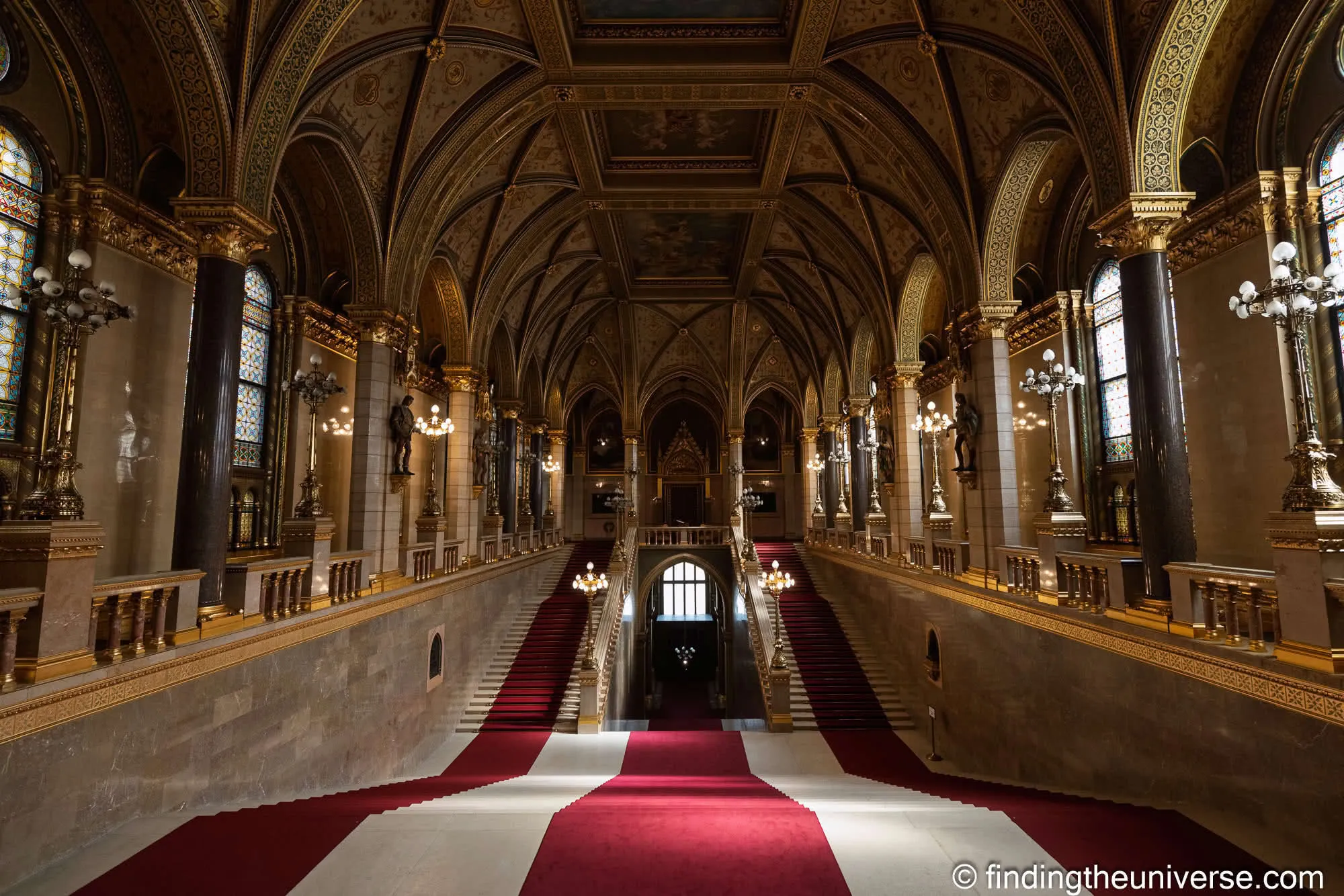 The Grand Stairway inside the Hungarian Parliament, Budapest