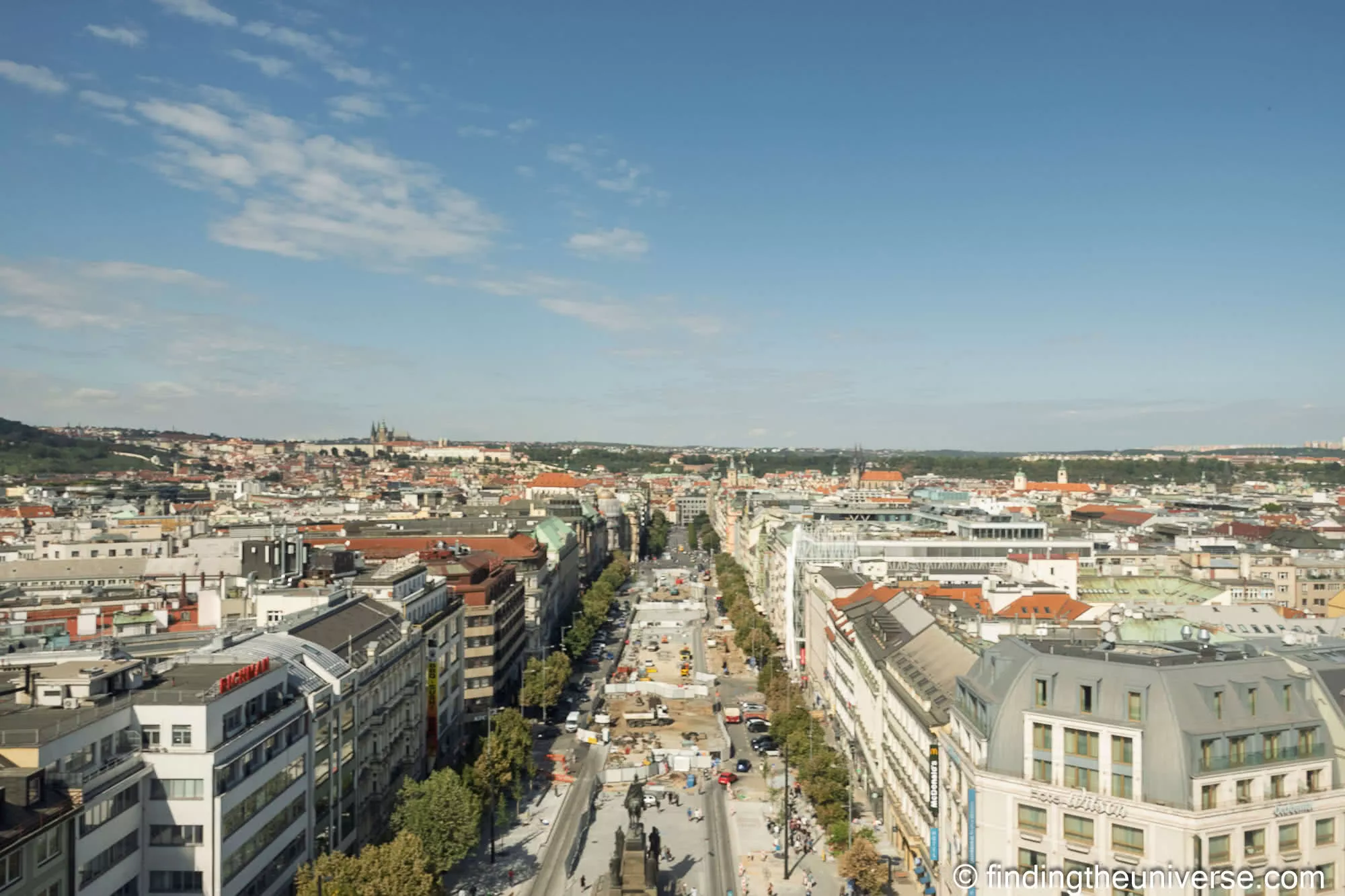 View down Wenceslas Square from the National Museum, Prague